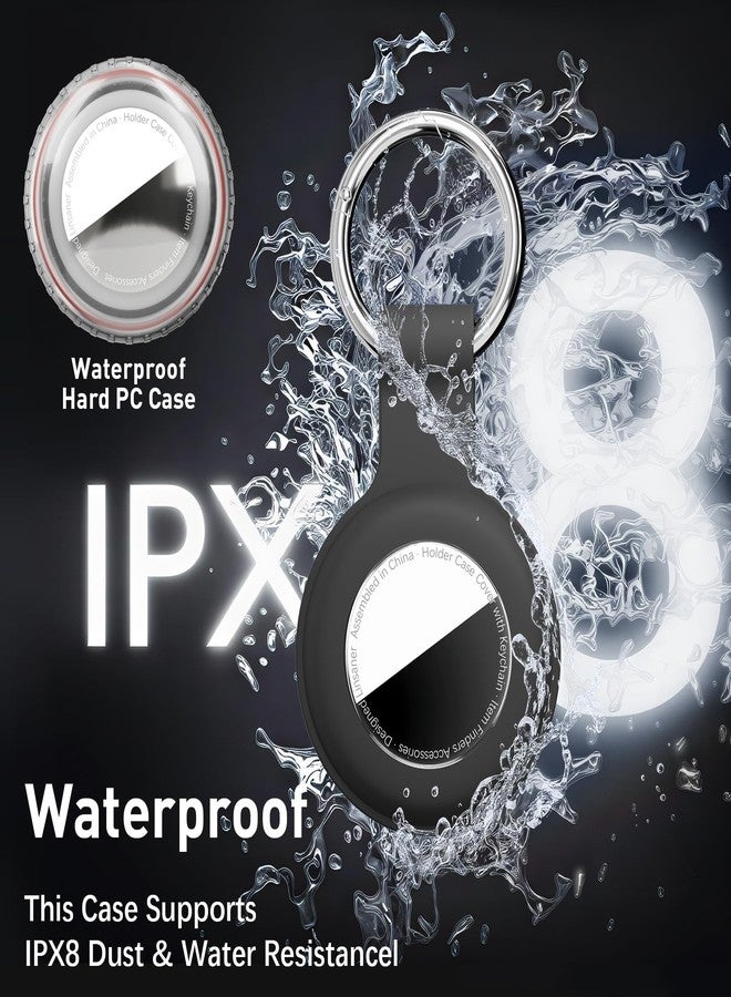 Linsaner [4 Pack] for Airtag Holder Waterproof Case for Air Tags with Keychain,Shockproof GPS Cover [Anti-Scratch] [PC+Silicone] for Apple Tracker Item Tag Finders Accessories, Black/White/Blue/Red - Image 2